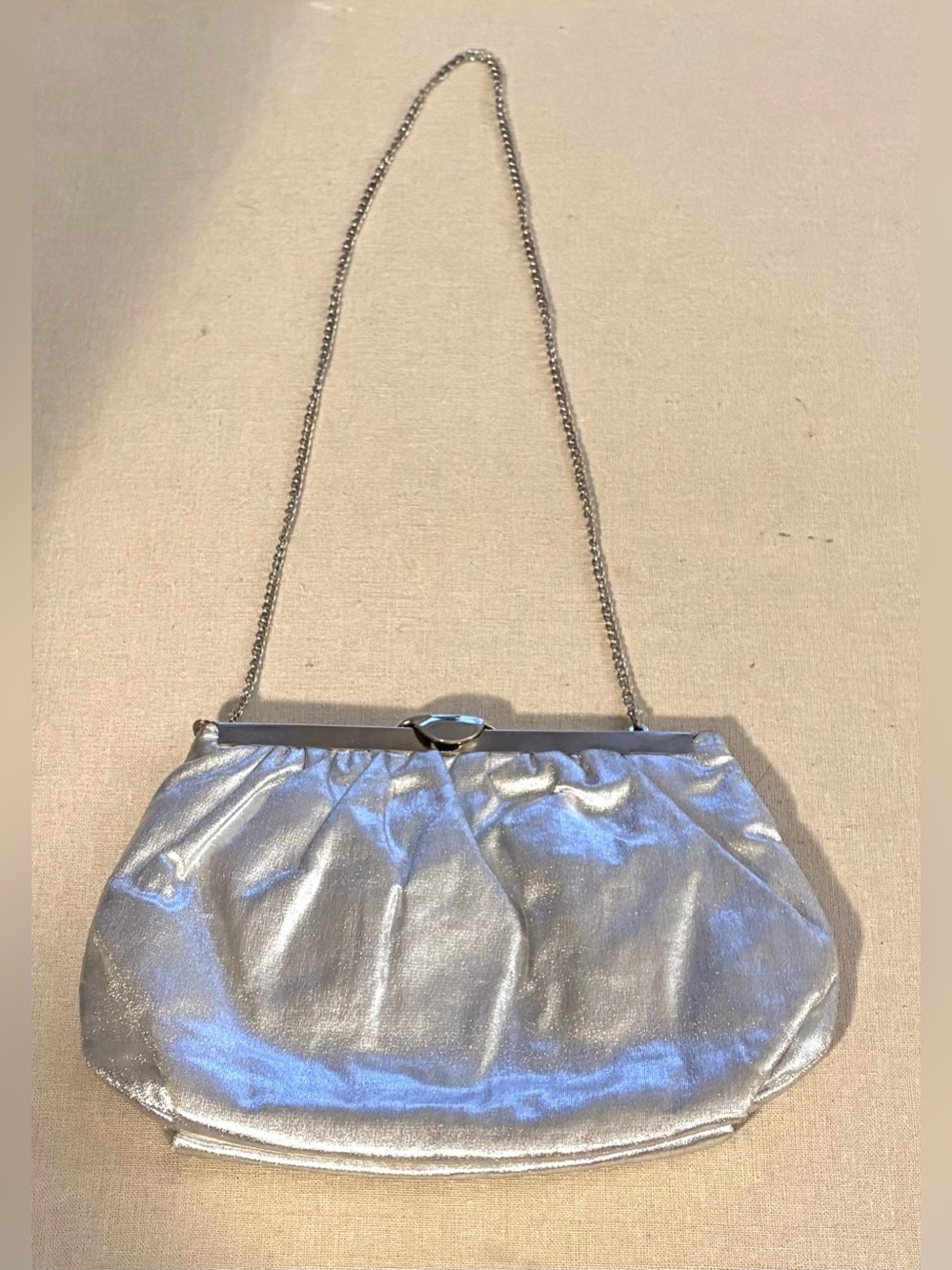 Vintage Silver Metallic Evening Clutch